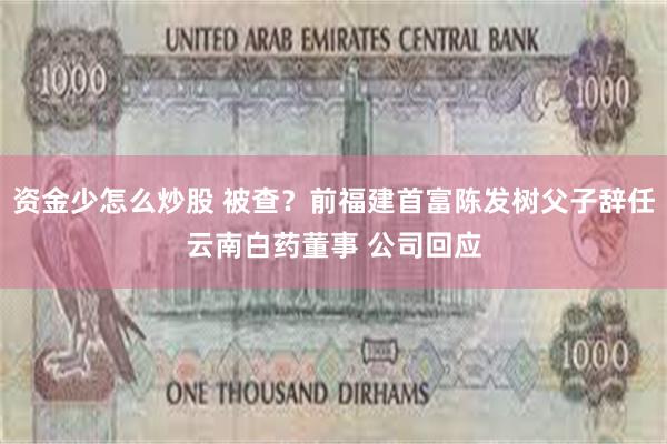 资金少怎么炒股 被查？前福建首富陈发树父子辞任云南白药董事 公司回应