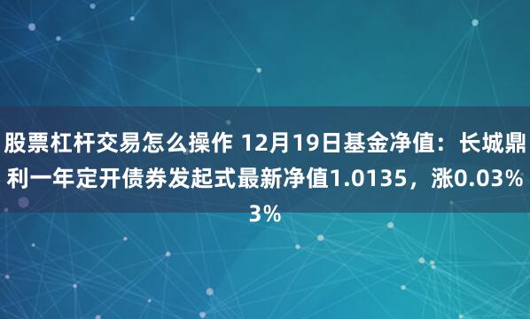 股票杠杆交易怎么操作 12月19日基金净值：长城鼎利一年定开债券发起式最新净值1.0135，涨0.03%