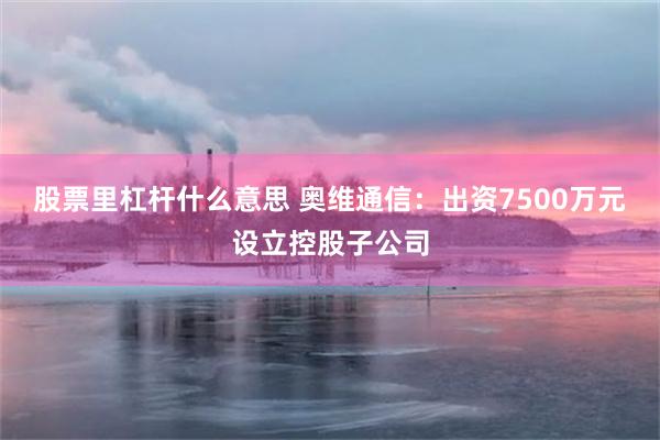 股票里杠杆什么意思 奥维通信：出资7500万元设立控股子公司