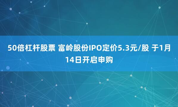 50倍杠杆股票 富岭股份IPO定价5.3元/股 于1月14日开启申购